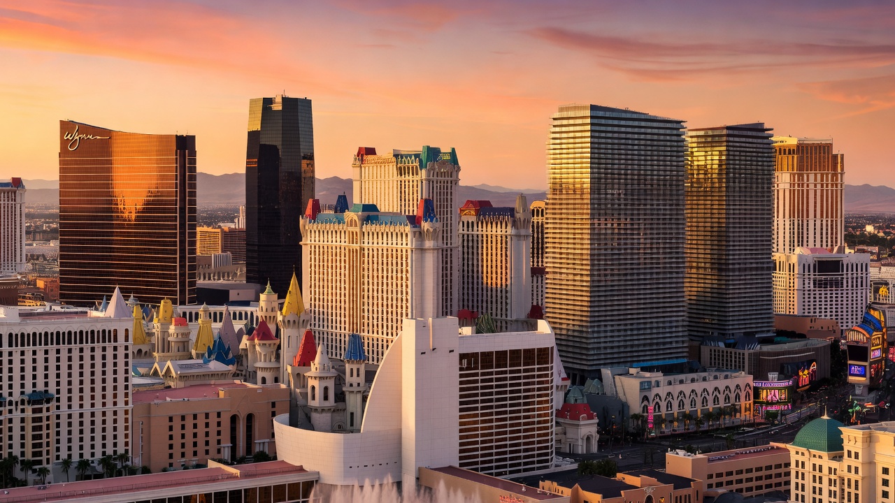Las Vegas Strip hotels and skyline